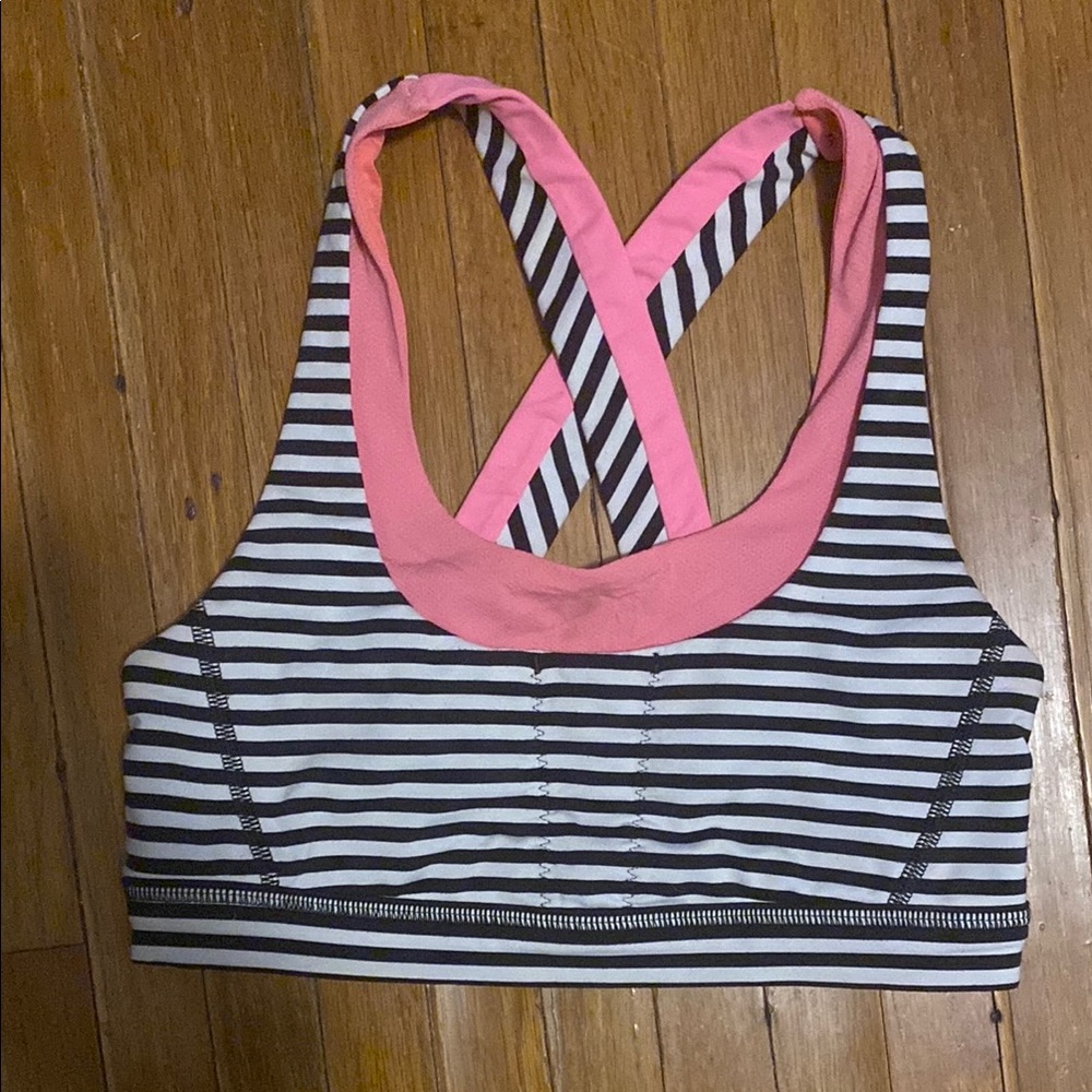 lululemon athletica Striped Sports Bra - Black, White, and Pink Woman 4